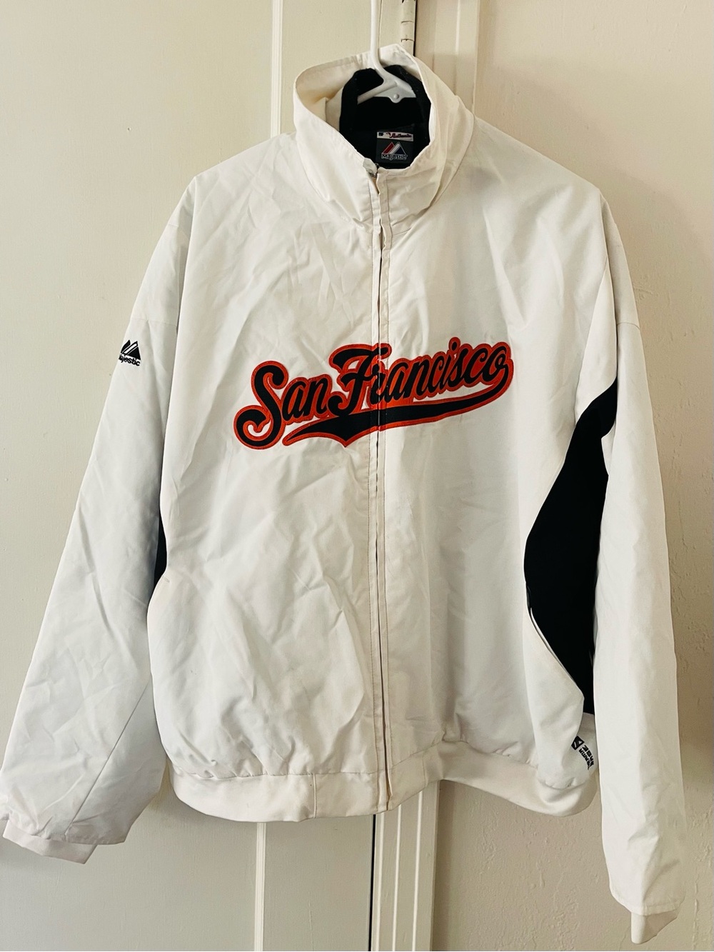VTG Majestic San Francisco Giants Dugout Jacket White MLB Script Flawless Men XL